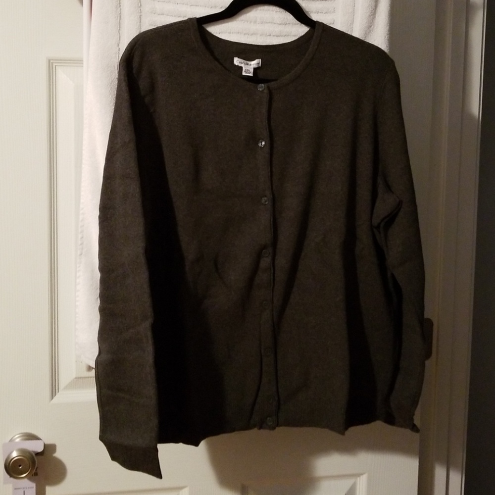 NWT Croft &Barrow sz XXL cardigan charcoal
